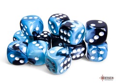 Gemini Black-Shell/white 16mm d6 Dice Block (12 dice) - CHX26646